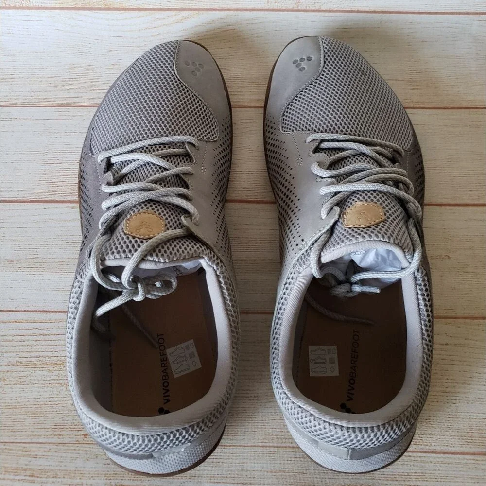 Vivobarefoot Primus Trio Leather/Mesh Grey Walking Running Outdoor Sneakers Men